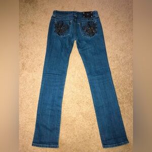 Miss Me Y2K Rhinestone Embellished Straight Leg Denim Jeans